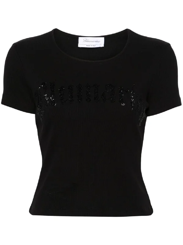 Blumarine Women's T-Shirts And Polos Black-- Chenille Brocade Lace