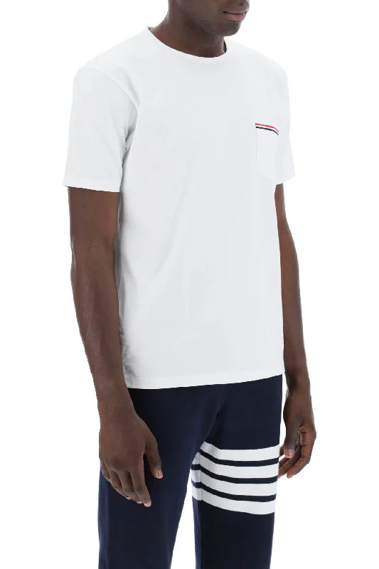 Thom Browne Rwb Pocket T-Shirt-- Faux Fur Fabric Real Fur Fabric Shearling Fabric