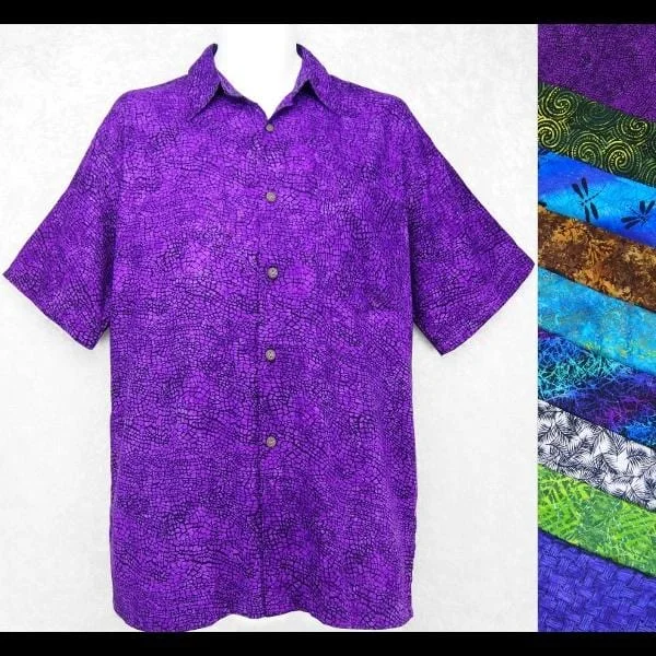 Kevin's Batik Collar Shirt-- Fitted T-Shirt Seamless Stretchy
