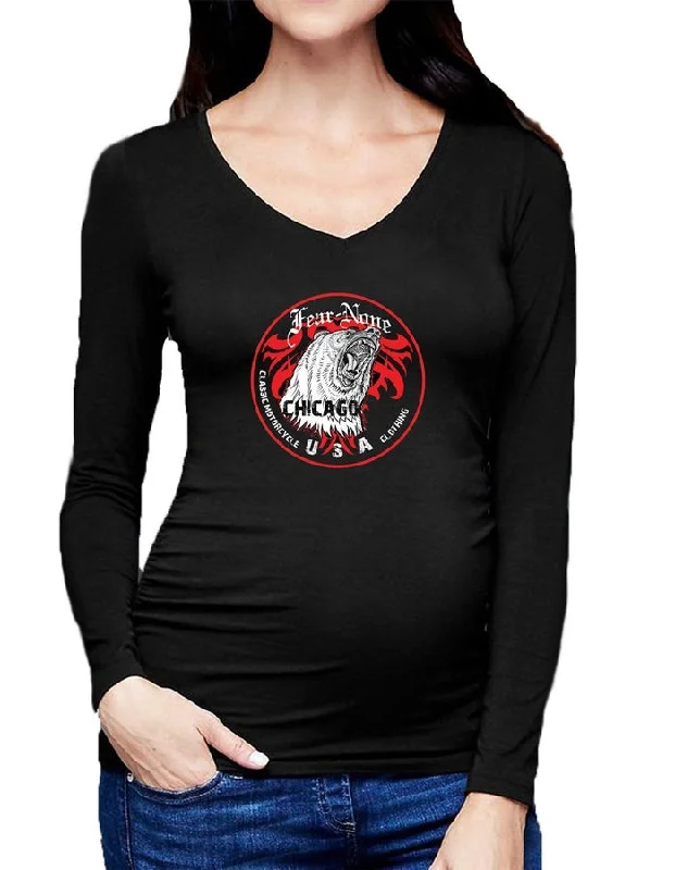 Women's American Legendary Rider V Neck Shirt-- Jersey Fabric Tulle Fabric Batik Fabric