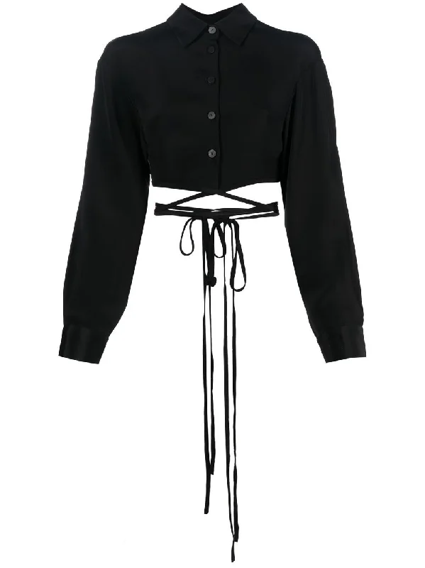 Christopher Esber Women's Shirts Black-- Graphic T-Shirt Round Neck Polyester