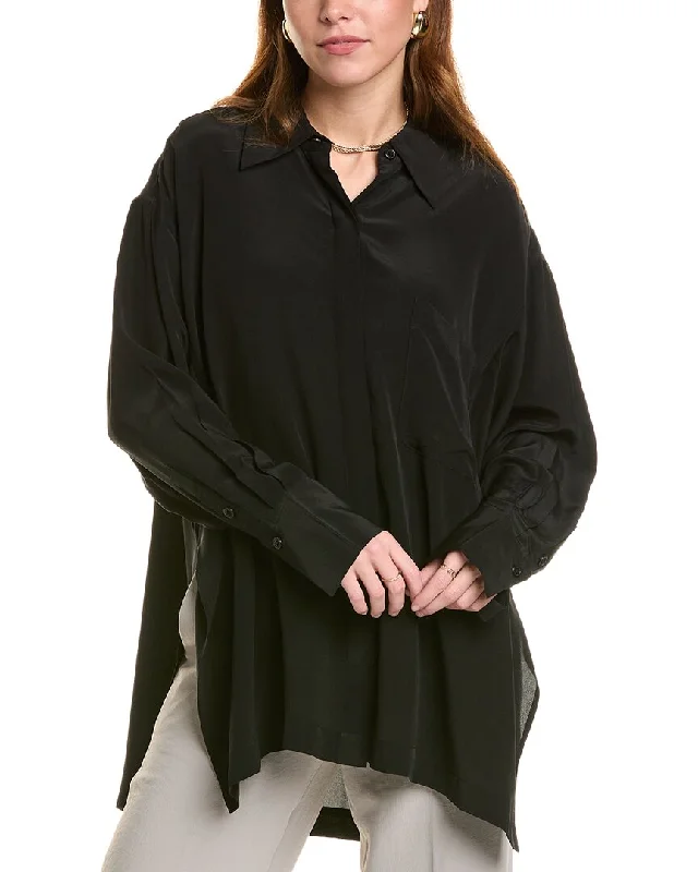 Equipment Emile Silk Shirt-- Notch Collar Peter Pan Collar Cowl Neck