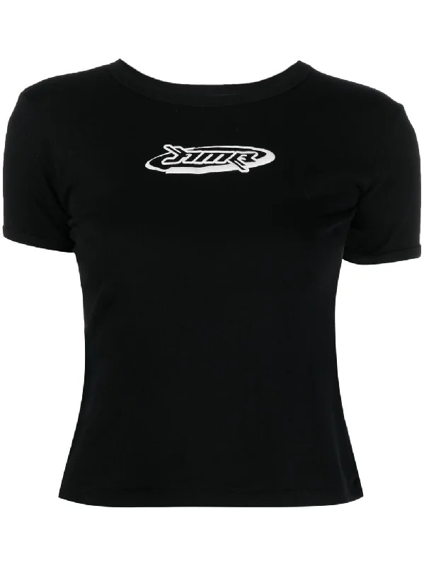 Ambush Women's T-Shirts And Polos Black-- Seamless Knitted Crochet