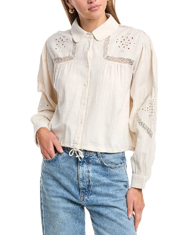 Ba&Sh Emily Shirt-- Lace Blend Ribbed Blend Corduroy Blend