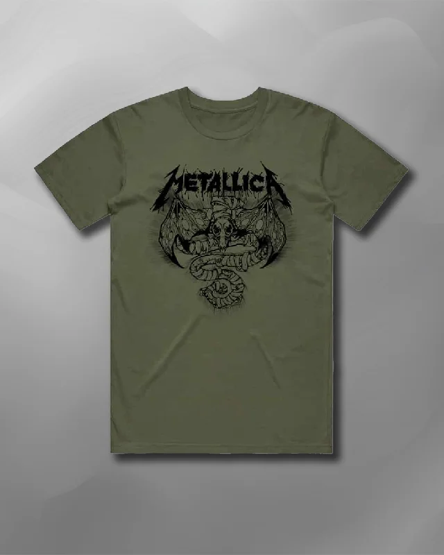Metallica - Roam Mono Blast Military Green T-Shirt-- Casual Formal Business