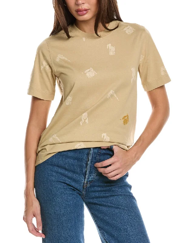 Burberry Equestrian Knight T-Shirt-- Houndstooth Herringbone Solid