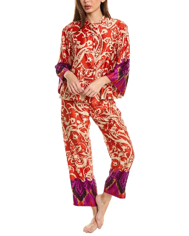 Natori 2Pc Shirt & Pant Set-- Iron Safe Non-Iron Wrinkle Free
