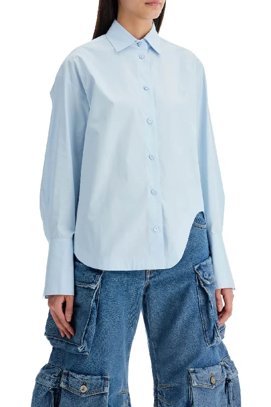 The Attico Eliza Shirt With Shaped Slit-- Lace Blend Ribbed Blend Corduroy Blend