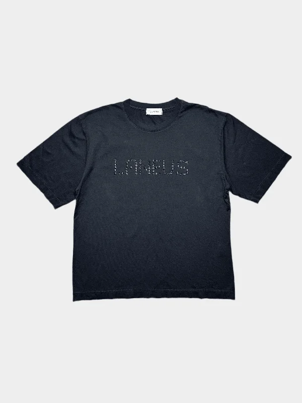 Studded Logo T-shirt-- Jersey Fabric Tulle Fabric Batik Fabric