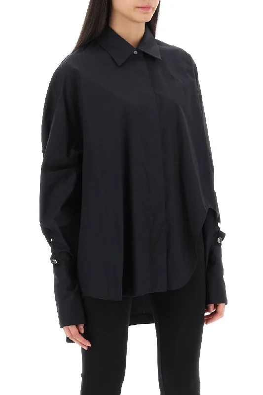 The Attico Shirt With Monogram Snap Buttons-- Satin Fabric Silk Fabric Chiffon Fabric