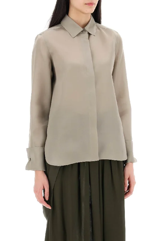 Max Mara Nola Silk Organza Shirt In Italian-- Knit Fabric Woven Fabric Fleece Fabric