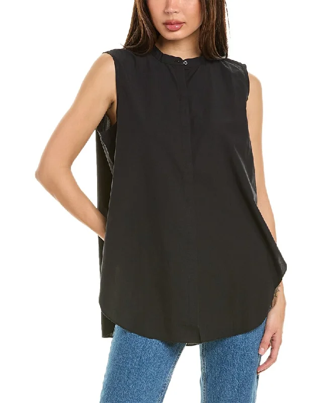 Eileen Fisher Mandarin Collar Shirt-- Zippered Front Buttoned Front Snap Front