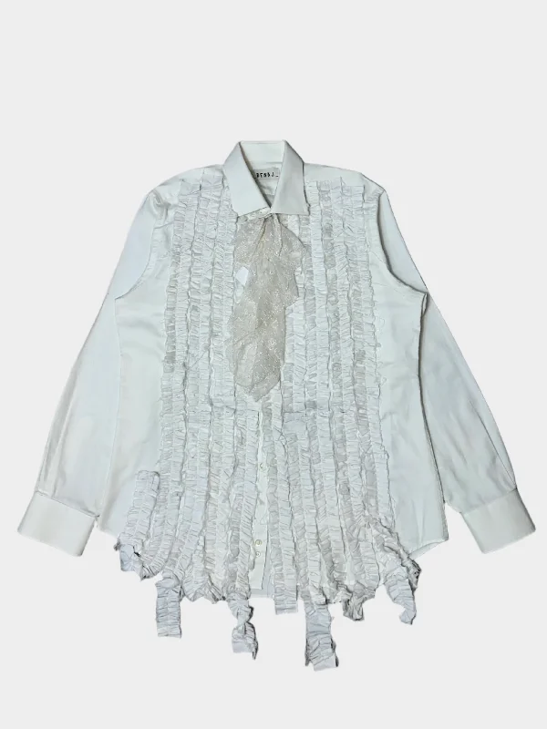 Ruffled Shirt-- Lace Blend Ribbed Blend Corduroy Blend