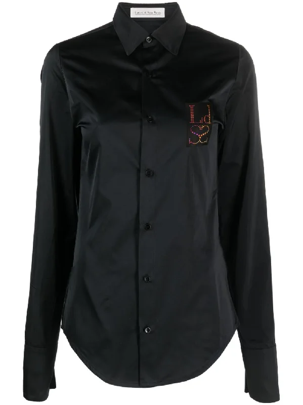Ludovic De Saint Sernin Women's Shirts Black-- Sequined Glittery Shiny