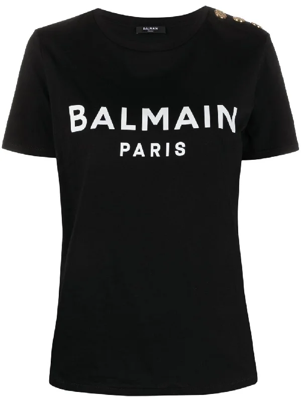 Balmain Women's T-Shirts And Polos Black-- Chenille Blend Fleece Blend Nylon Blend