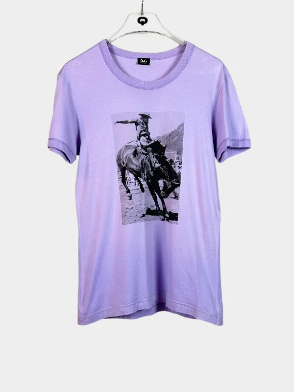 Printed T-Shirt-- Denim Fabric Leather Fabric Suede Fabric