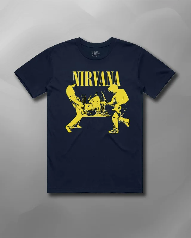 Nirvana - Stage Photo T-Shirt-- Fleece Nylon Spandex