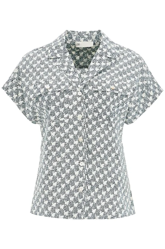 Tory Burch Women's Printed Poplin Camp Shirt-- Chenille Blend Fleece Blend Nylon Blend
