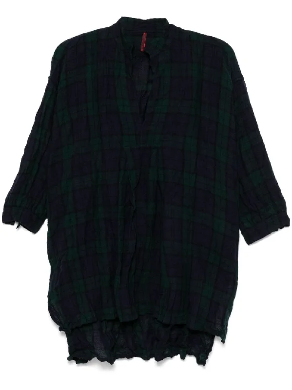 Daniela Gregis Women's Shirts Green-- Solid Print Embellished