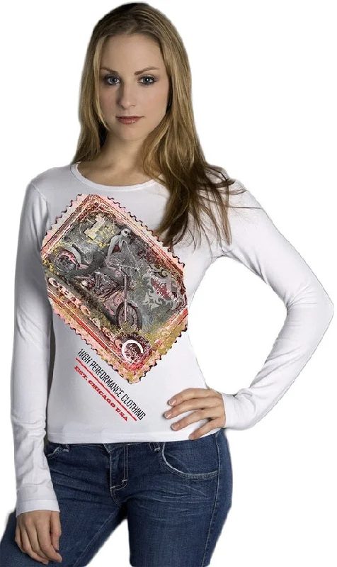 Gold and Red Foil Racing Stamp WHITE Shirt-- Fleece Fabric Down Fabric Feather Fabric