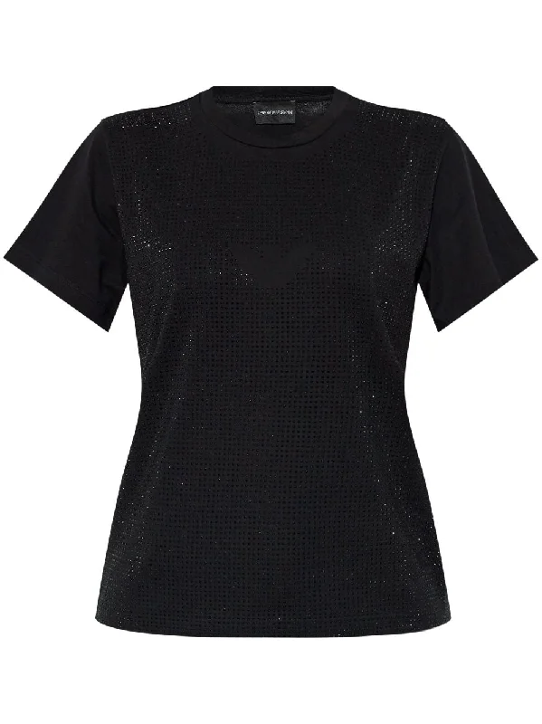 Emporio Armani Women's T-Shirts And Polos Black-- Solid Color Striped Floral