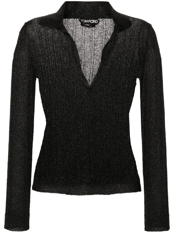 Tom Ford Women's T-Shirts And Polos Black-- Hooded Caped Shawl Collar
