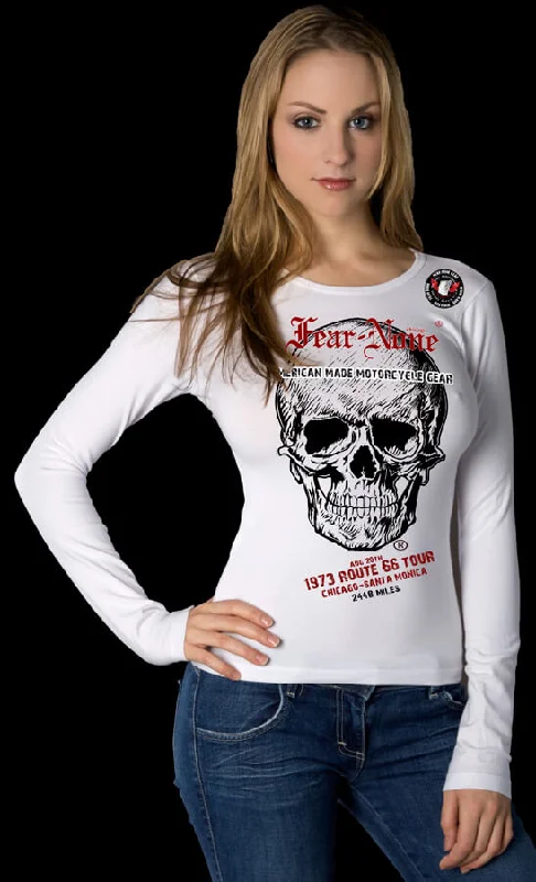 Women's Route 66 Skull Rider Tour Shirt-- Mesh Blend Leather Blend Suede Blend