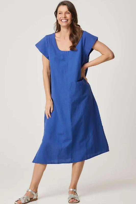 Elena Dress in Dark Blue 49006L by Cake Clothing Crew Neckline Sporty