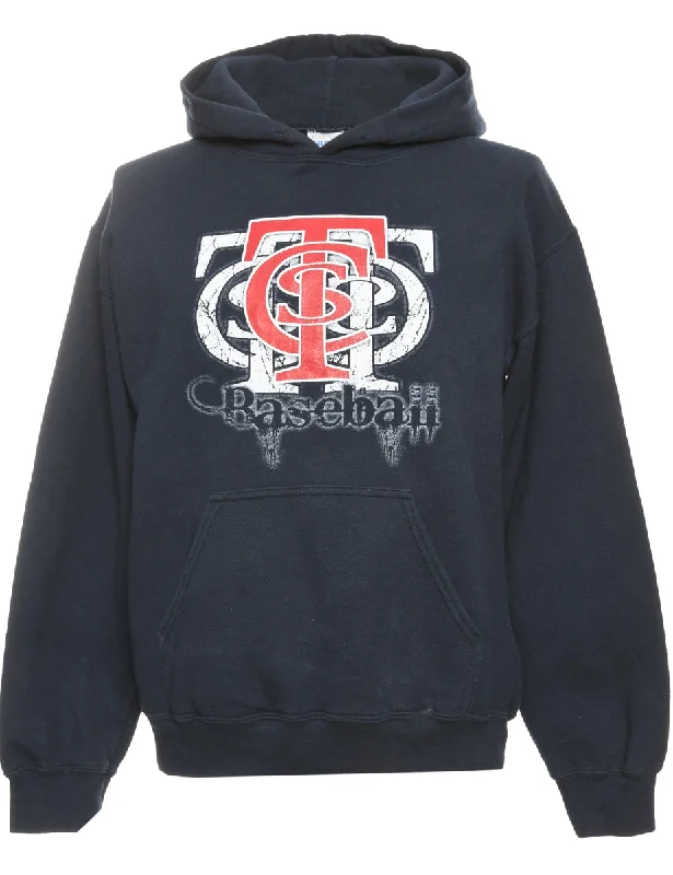 Navy Gildan Printed Hoodie - S Hoodie with Gradient Ombre Colorful