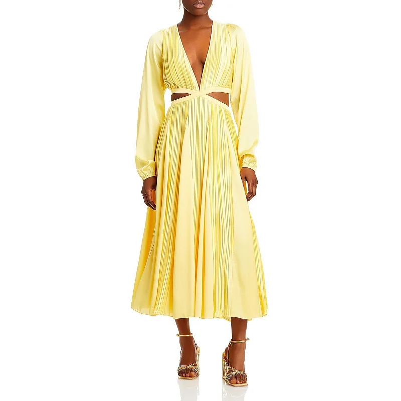 Bree Womens Satin Open Back Midi Dress Tunics Fashionable chic