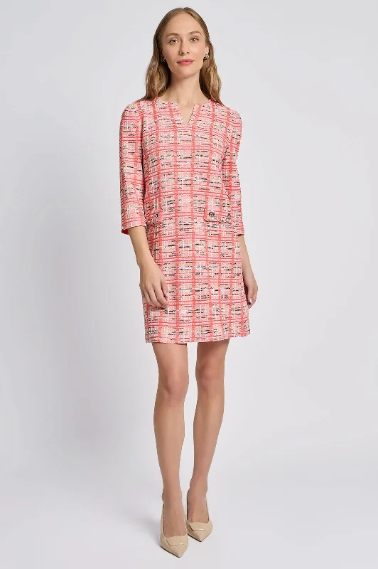Plus Size Multi-Color Plaid Sheath Knit Dress Tunics Winter warm