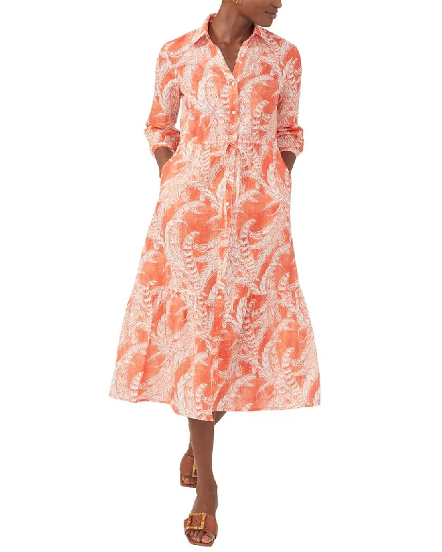 J.McLaughlin Fern flower Foley Linen-Blend Dress Tunics Party sparkling