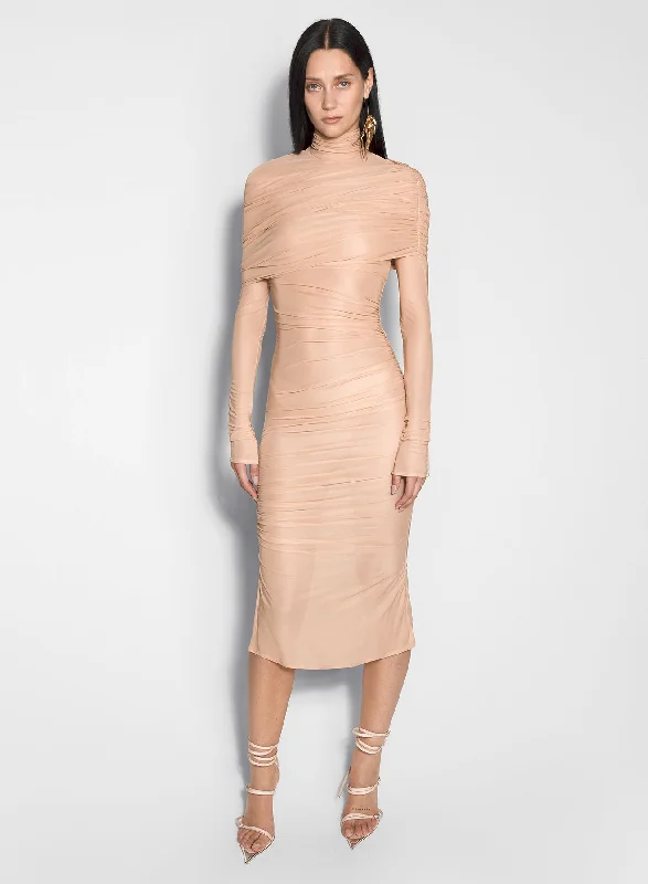 nude sheer ruched dress Tunics Essential wardrobe