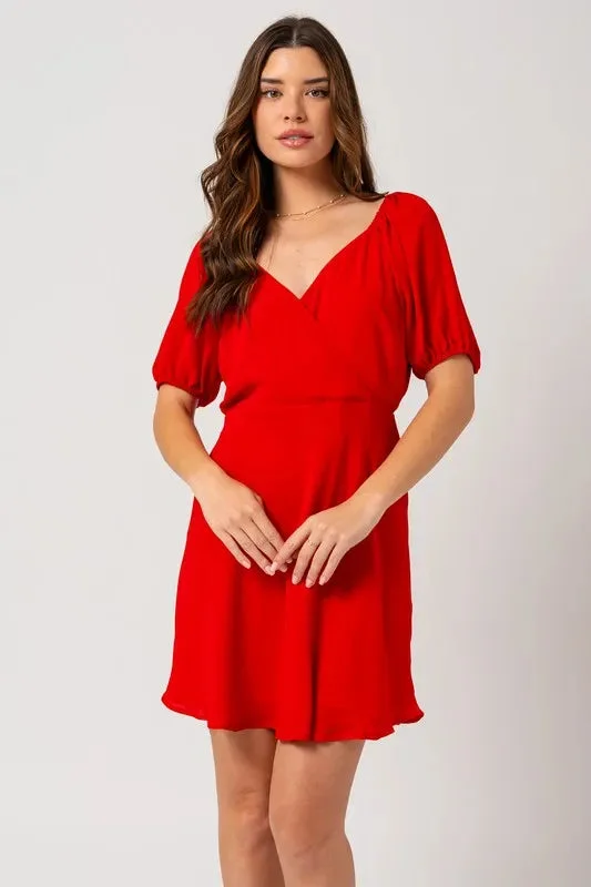 Short Puff Sleeve Wrap Mini Dress Tunics Essential wardrobe