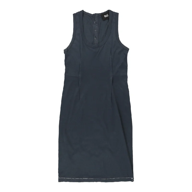 Dolce & Gabbana Dress - Medium Navy Cotton Cowl Neckline Elegant