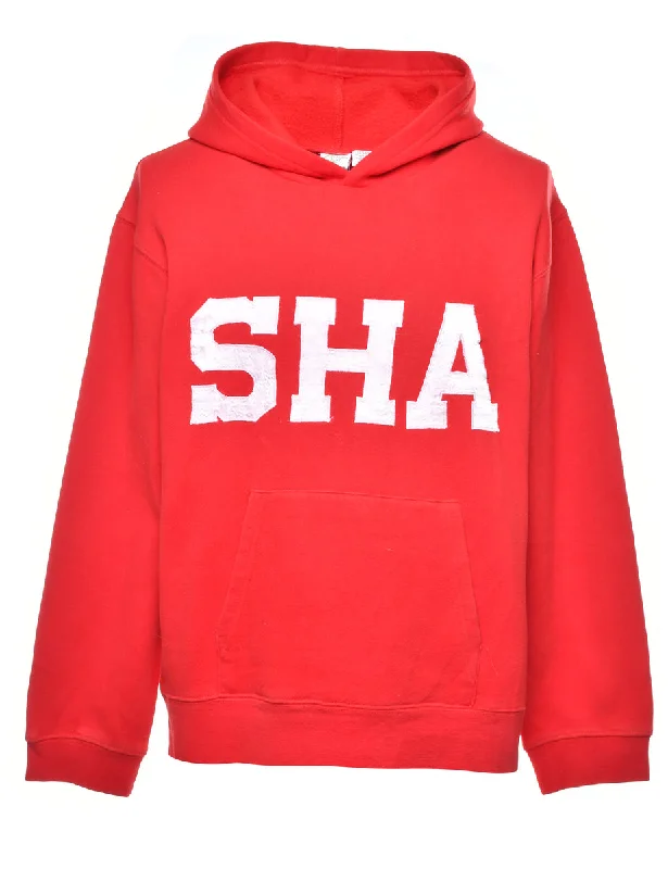 Red  SHA Cropped Hoodie - S Hoodie with Thumb Holes Functional Cozy