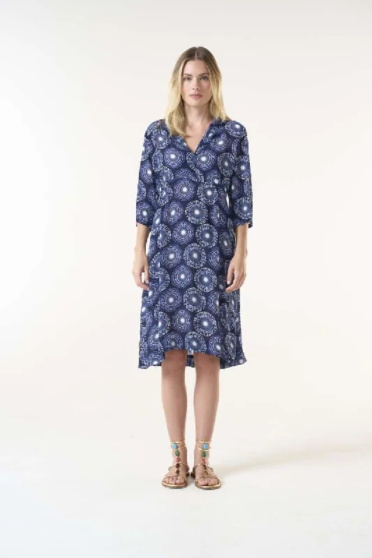 Jazz Dress Fuji Viscose in Navy S24-09682-6012 by One Season Tunic Top Casual
