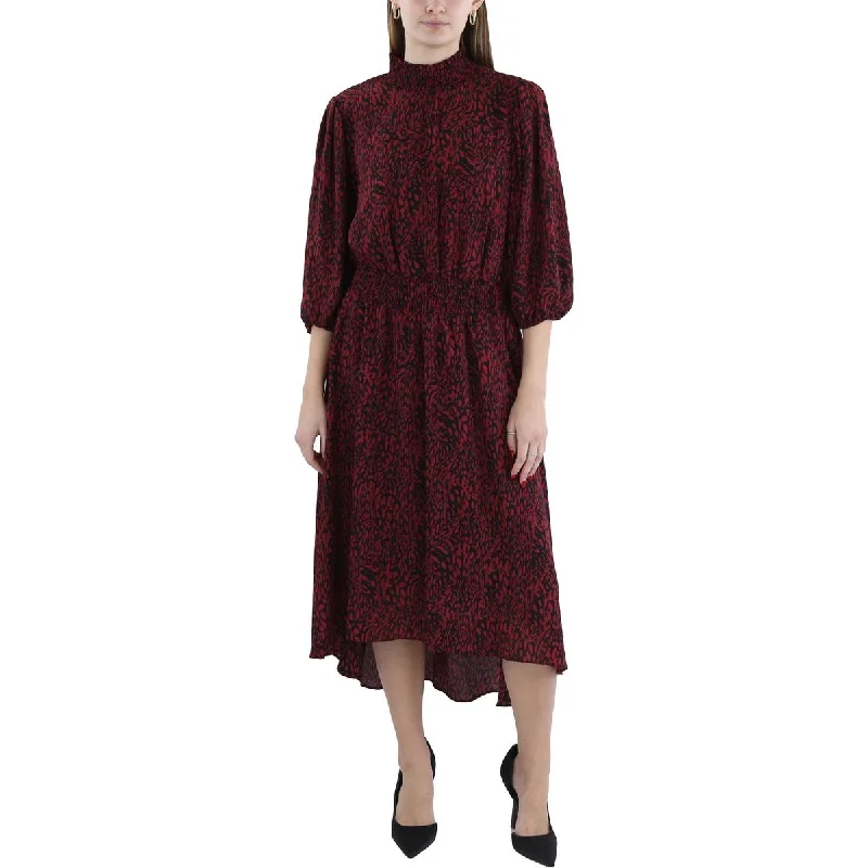 Womens Crepe Printed Midi Dress Tunics Luxurious premium