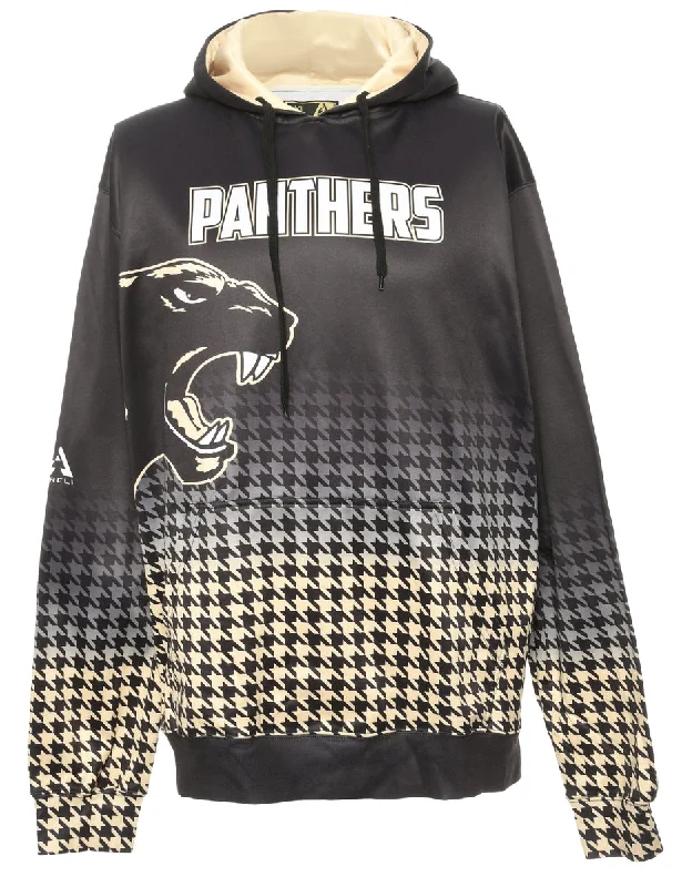 Panther Black & Cream Dogtooth Hooded Sports Sweatshirt - S Hoodie with Elastic Waist Stretchable Comfortable Panther Black & Cream Dogtooth Hooded Sports Sweatshirt - S Hoodie with Elastic Waist Stretchable Comfortable
