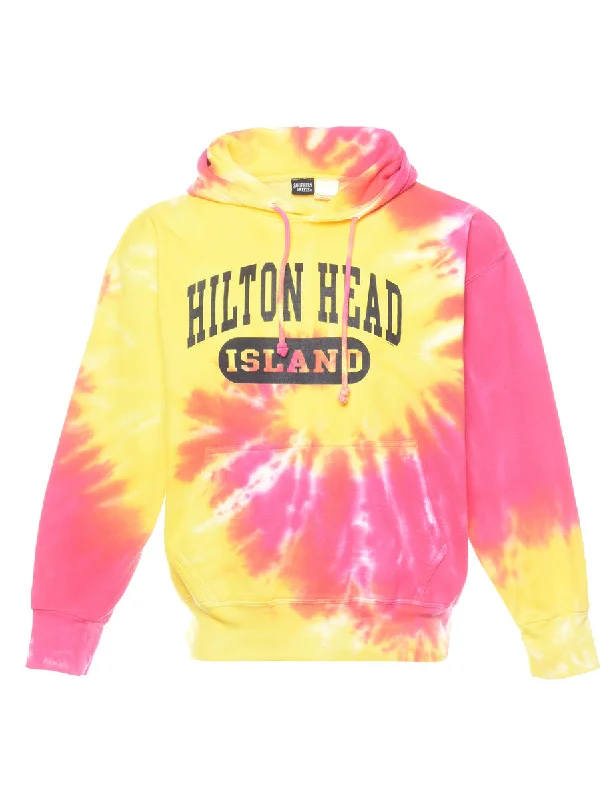 Tie-dye Printed Hoodie - L Hoodie with Turtle Neck Cozy Winter
