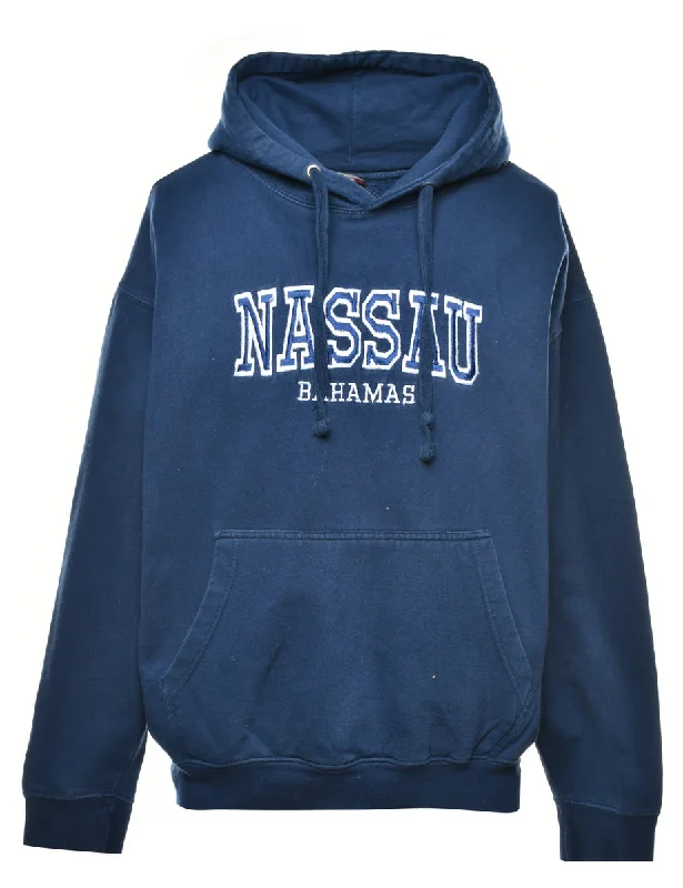 Embroidered Printed Hoodie - L Hoodie with Slim Fit Tailored Modern
