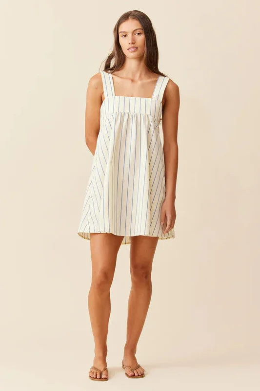 Ruby - Margie Tie Mini Dress, Butter Navy Stripe Tunics Canvas sturdy