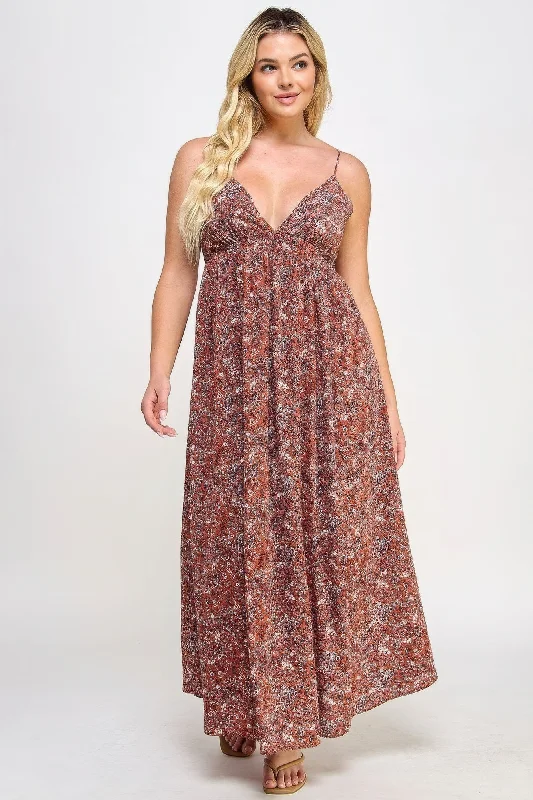 Floral Maxi Dress With Tie Back Tunics Satin smooth