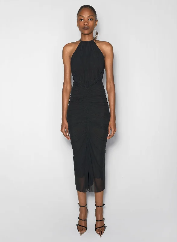 black ruched halter dress Tunics Prom sequined