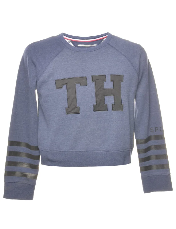 Tommy Hilfiger Cropped T H Printed Sweatshirt - S Hoodie with Toggle Buttons Decorative Unique