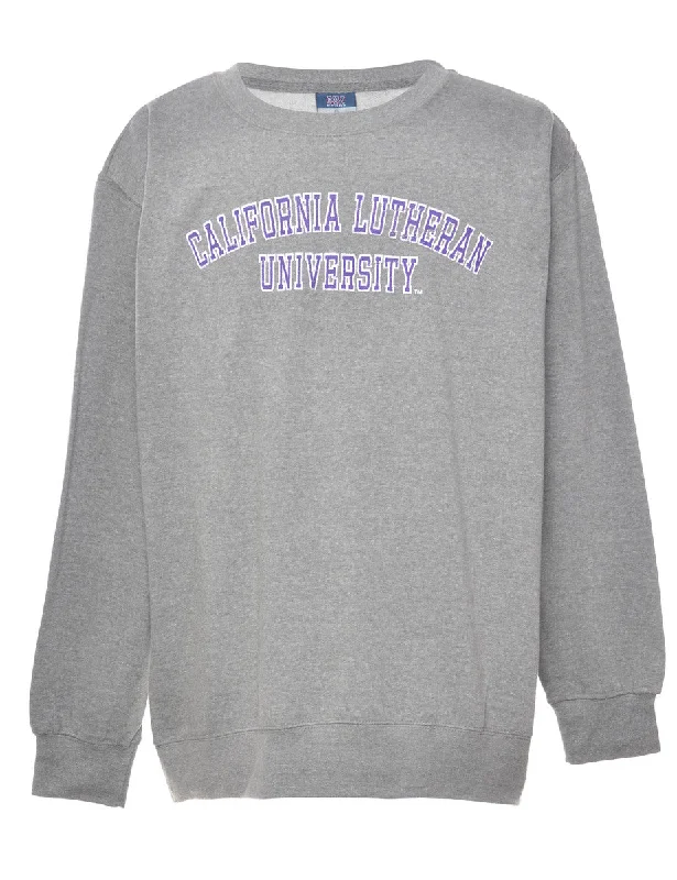 Grey California Lutheran University Printed Sweatshirt - XL Hoodie Crop Top Short Trendy