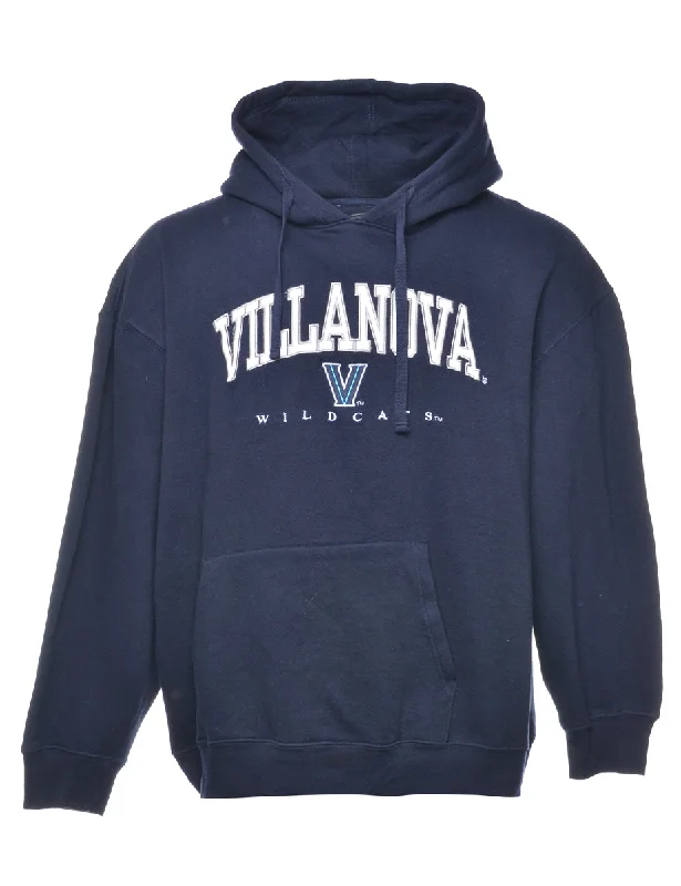 Navy Villanova Printed Hoodie - S Hoodie with Print Artistic Unique