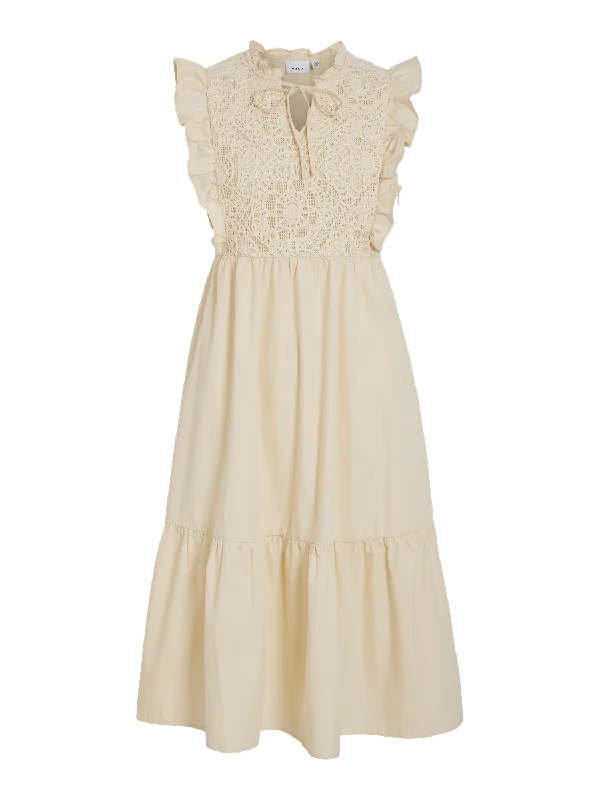 VIKRISTA Long Dress - Birch Crew Neckline Casual