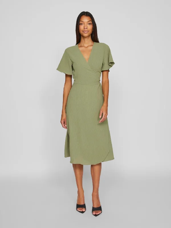 VILOVIE Long Dress - Oil Green Tunics Seasonal trendy