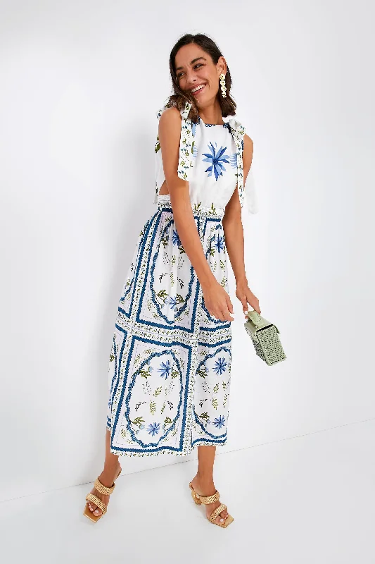Blue Botanical Print Elena Dress Boatneck Modish Everyday